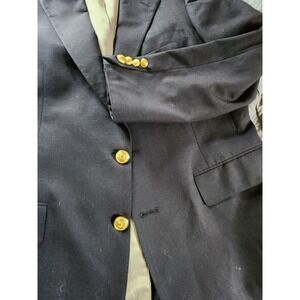 RALPH LAUREN POLO UNIVERSITY CLUB Navy Blue Blazer Gold Buttons made in USA Wool